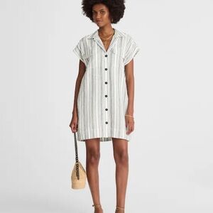 Madewell// EUC Utility Short-Sleeve Mini Shirtdress in 100% Linen